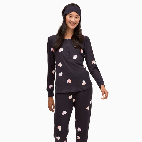 Kate Spade hearts henley pajama top